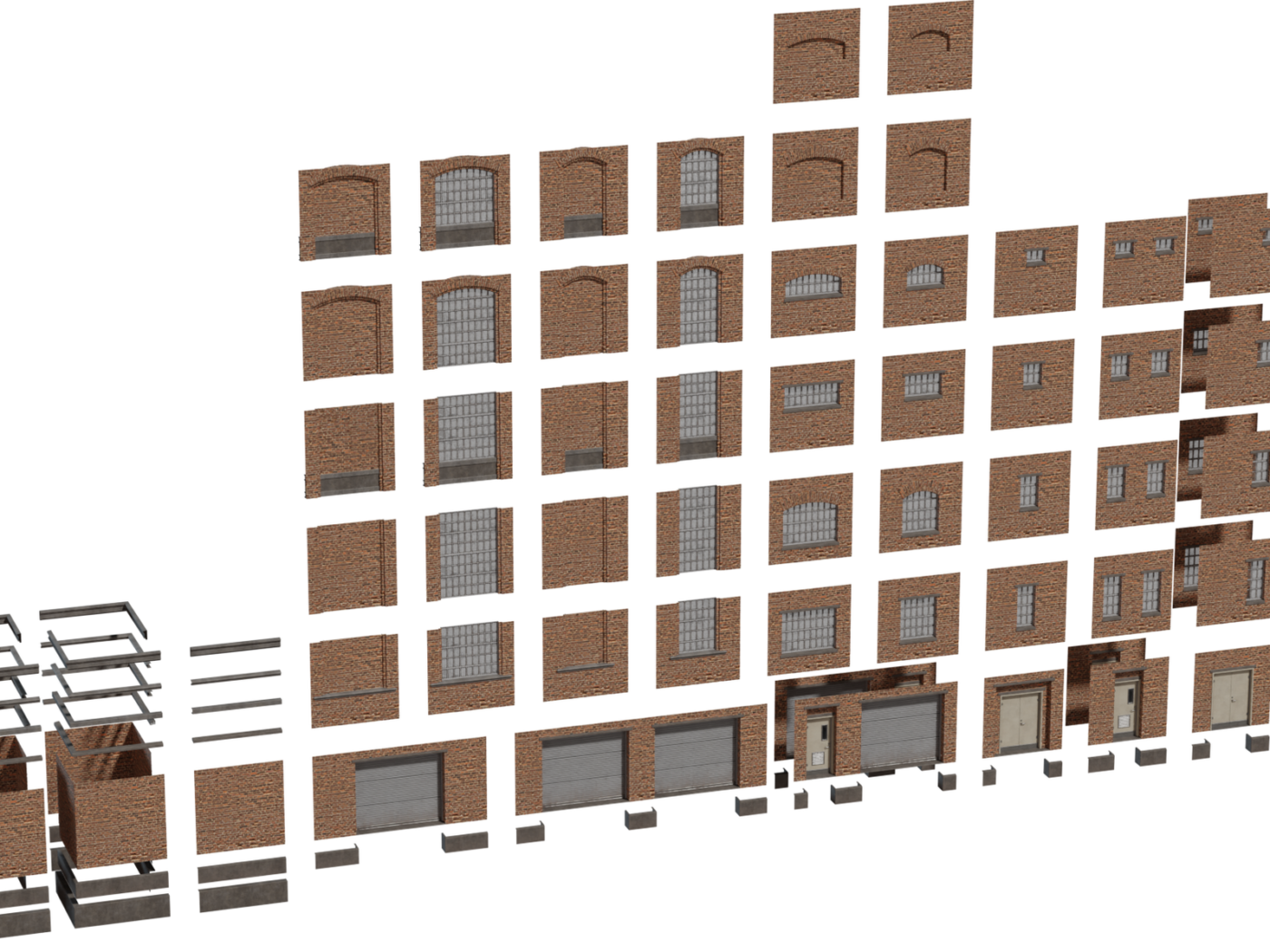 Modular Factory Facade 3D model