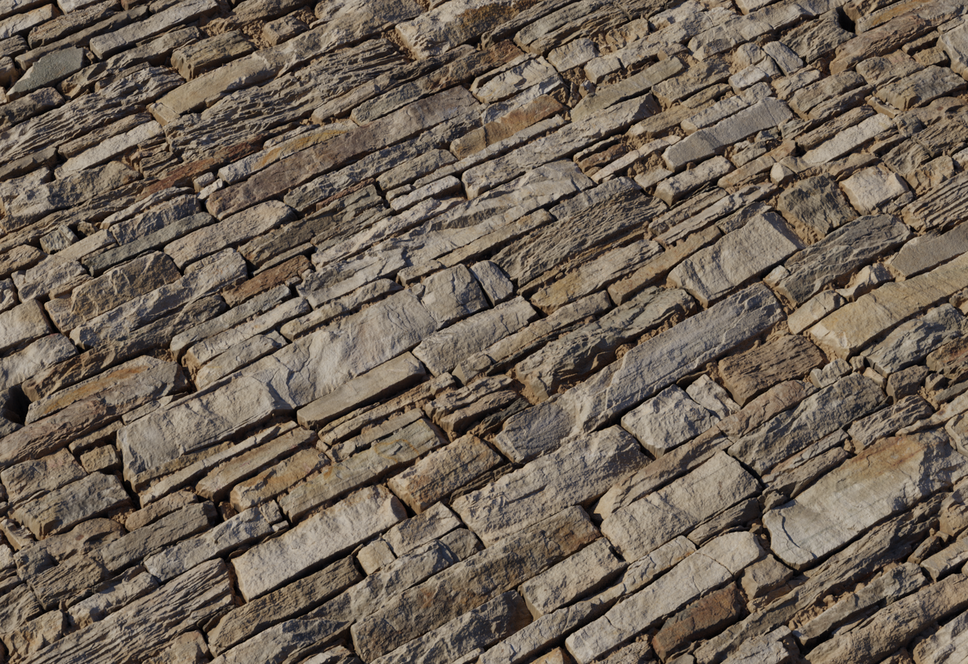 Rustic Stone Wall 02 3D model