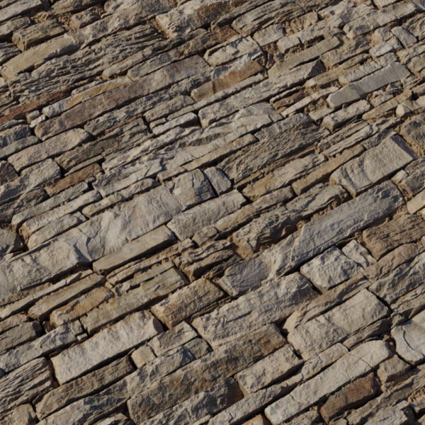 Rustic Stone Wall 02 3D model