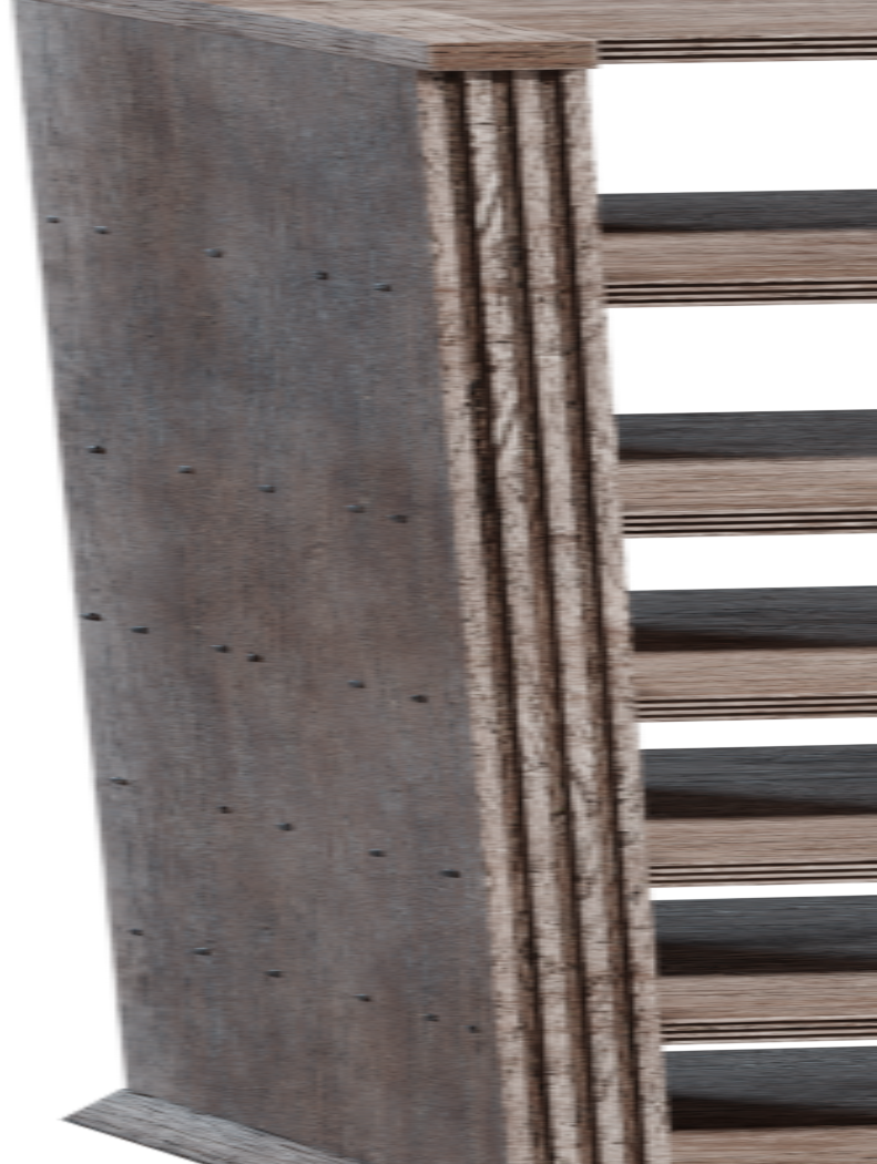 Wooden Bookshelf Worn 3D model