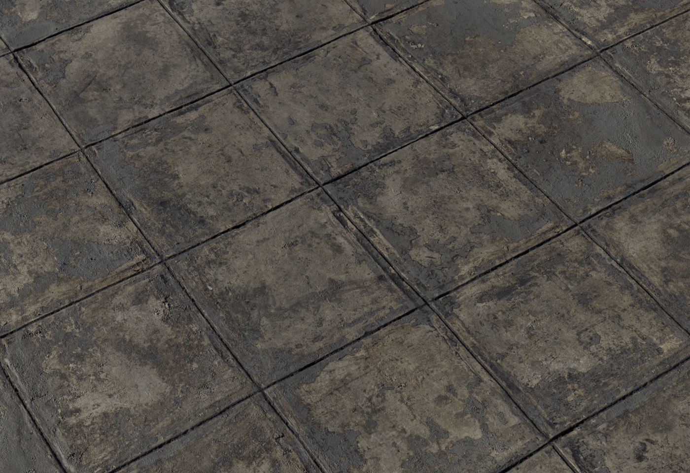Worn Tile Floor 3D model